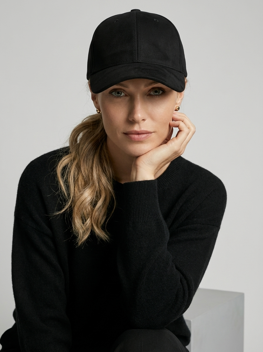 Genuine Leather Baseball Cap with Adjustable Strap