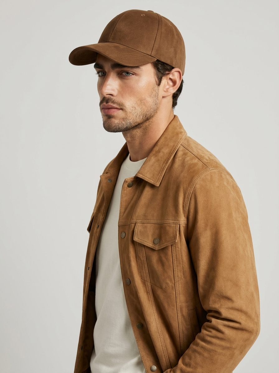 Genuine Leather Baseball Cap with Adjustable Strap