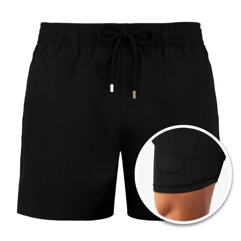 Men's jungle blue quick-dry swim shorts with inner liner