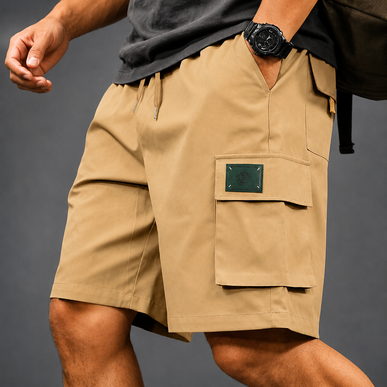 Men's white utility cargo shorts