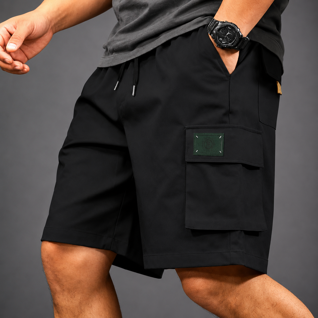 Men's white utility cargo shorts