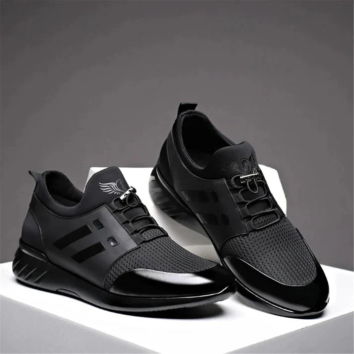 Men's black vegan leather trainers