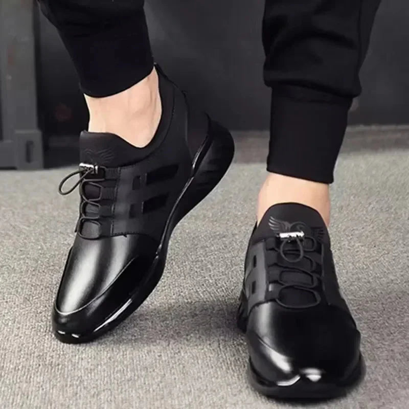 Men's black vegan leather trainers
