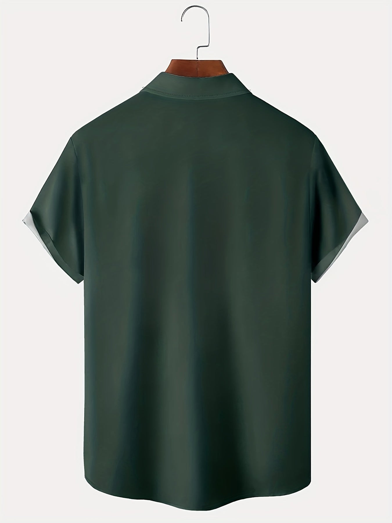 Men's green vintage geometric print short-sleeve shirt
