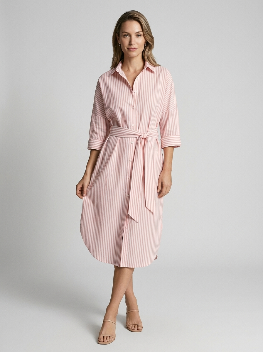 Striped Midi Shirt Dress for Summer