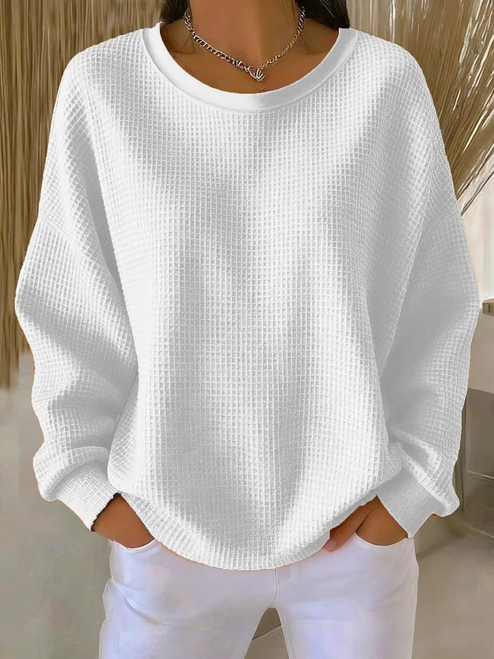 Women's sky blue relaxed waffle knit jumper
