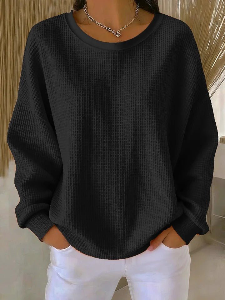 Women's sky blue relaxed waffle knit jumper
