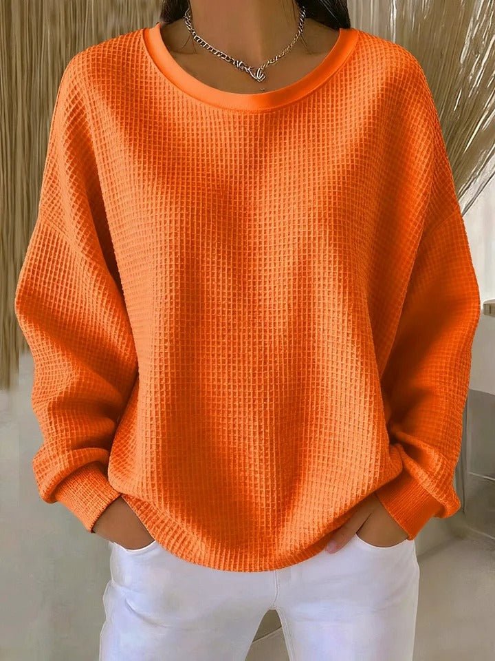 Women's sky blue relaxed waffle knit jumper