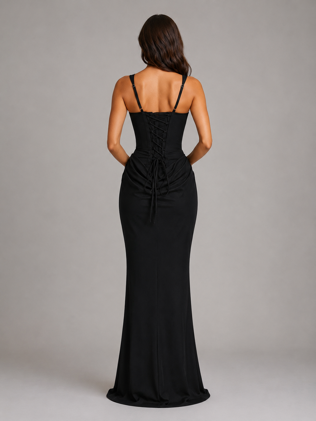 Women's black square neck bodycon maxi dress