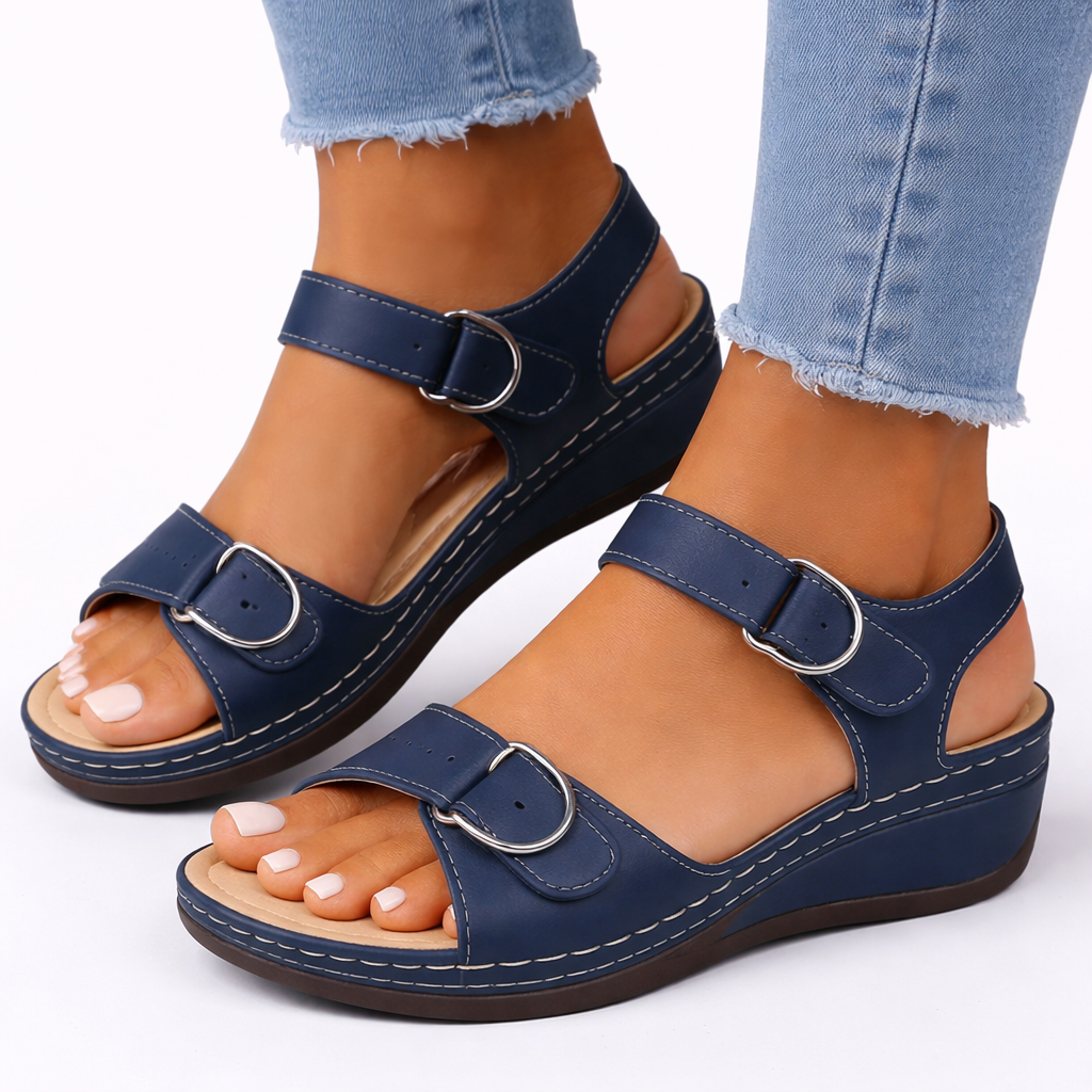 Women's beige open toe wedge sandals