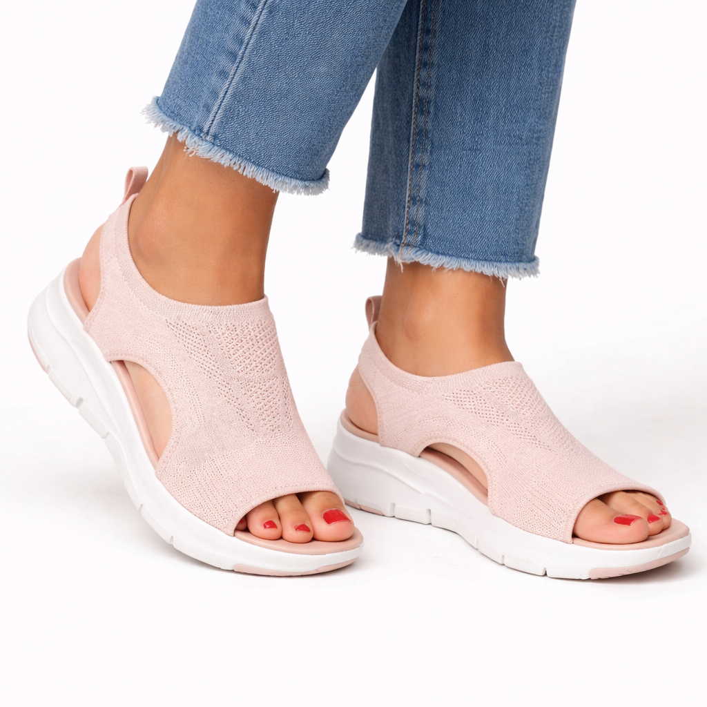 Women's navy knit slip-on trainers