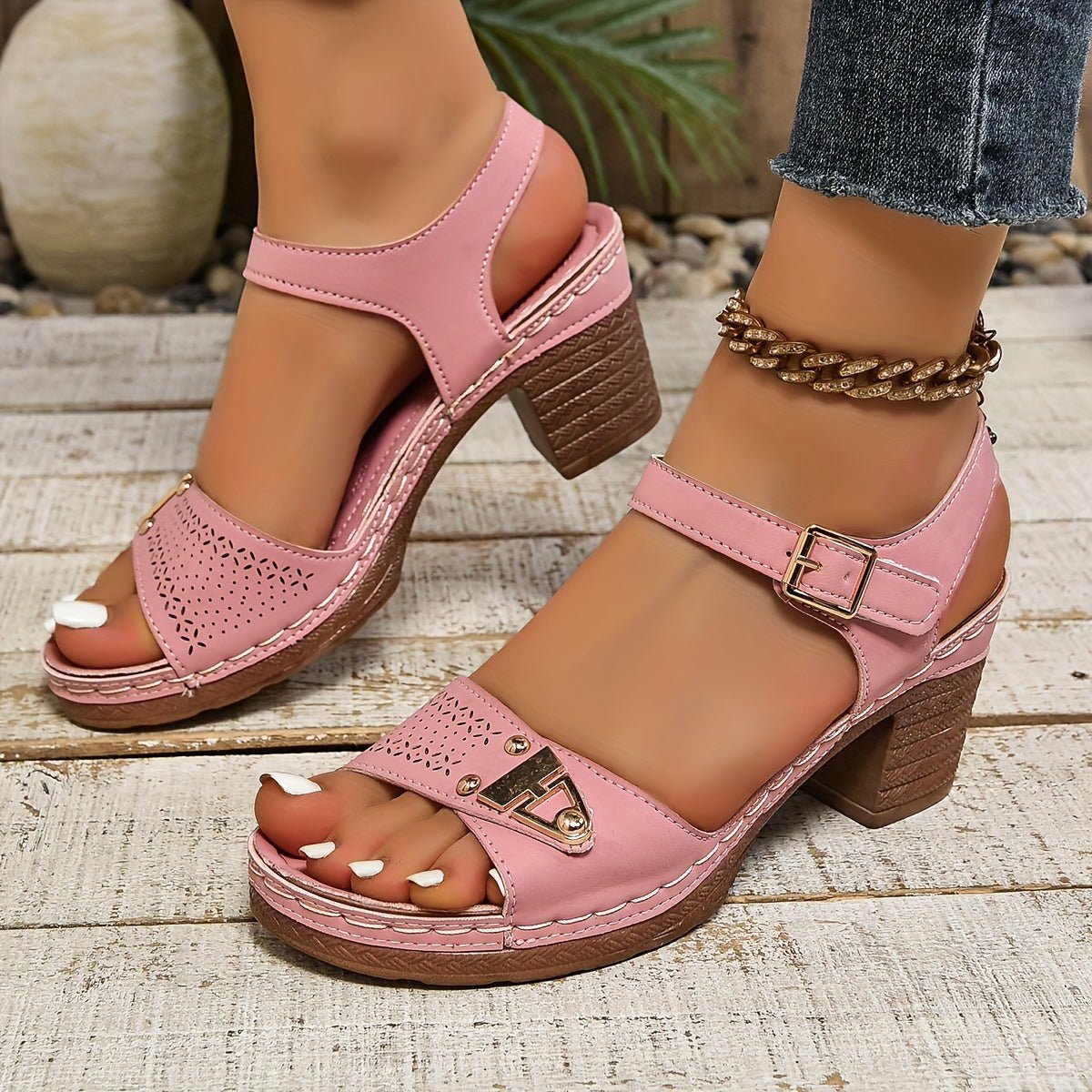Women's Sandals Cross-Strap Block Heel Comfort 11