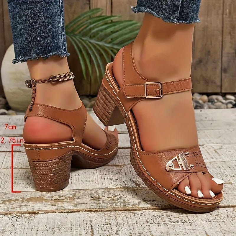 Women's Sandals Cross-Strap Block Heel Comfort 5