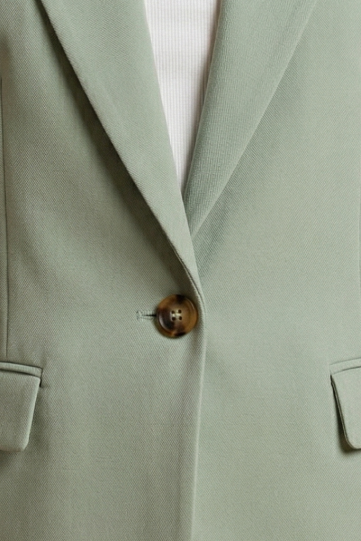 Women's sage green longline tailored waistcoat with notch collar