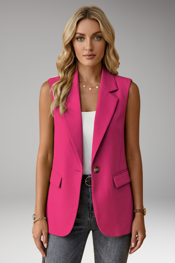 Women's burgundy longline tailored waistcoat with notch collar