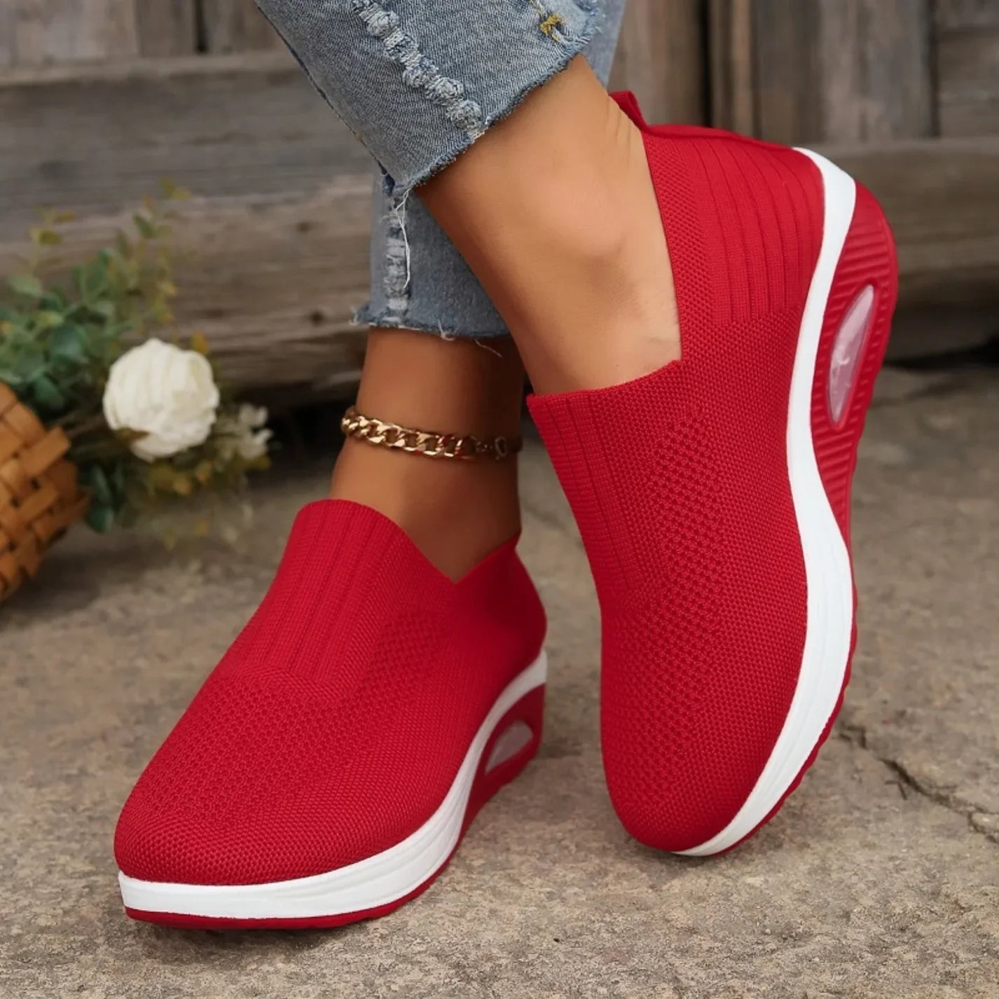 Women's Sneakers Slip-On Wedge Casual Style 9