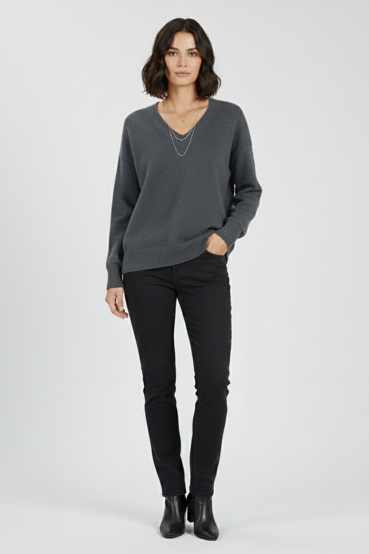 Women’s V-Neck Sweater with Long Sleeves and Pullover Design 5