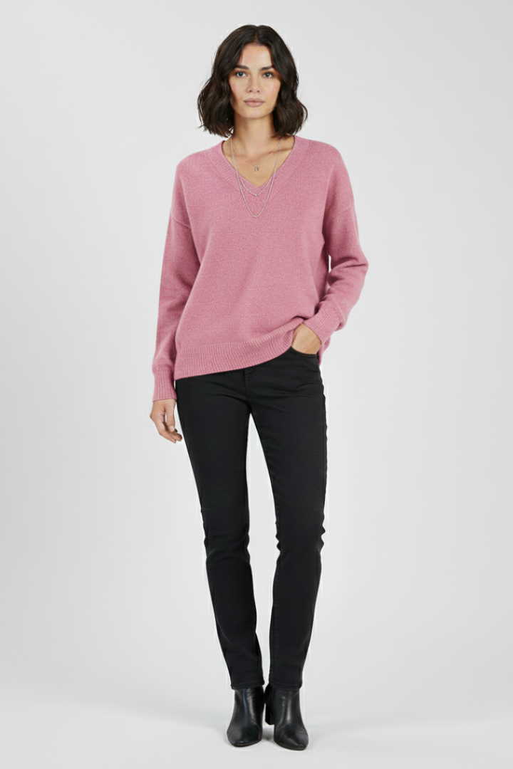 Women’s V-Neck Sweater with Long Sleeves and Pullover Design 7
