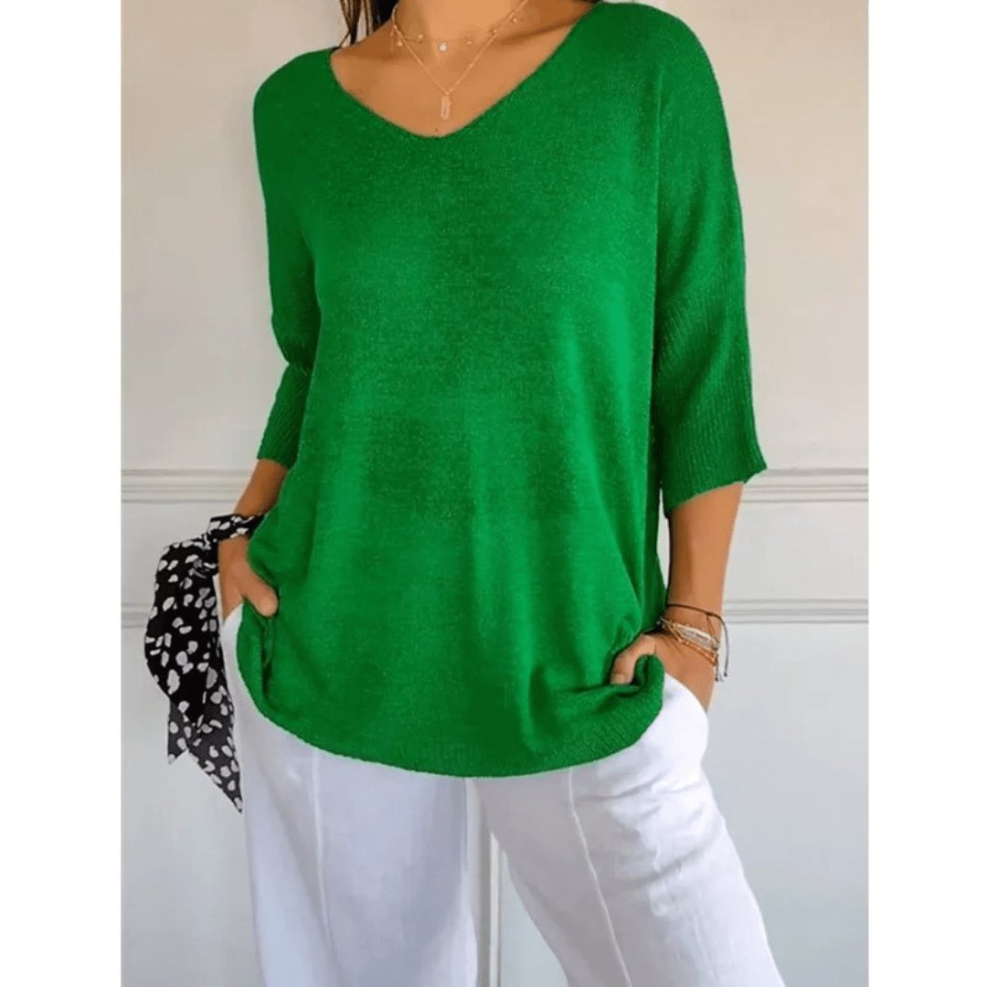Womens Blouse V-Neck 3/4 Sleeve Relaxed Fit 4