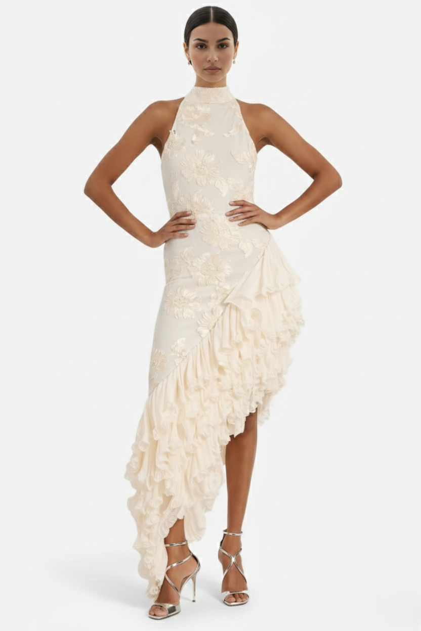 Womens Dress Floral Maxi Asymmetric Ruffle 1
