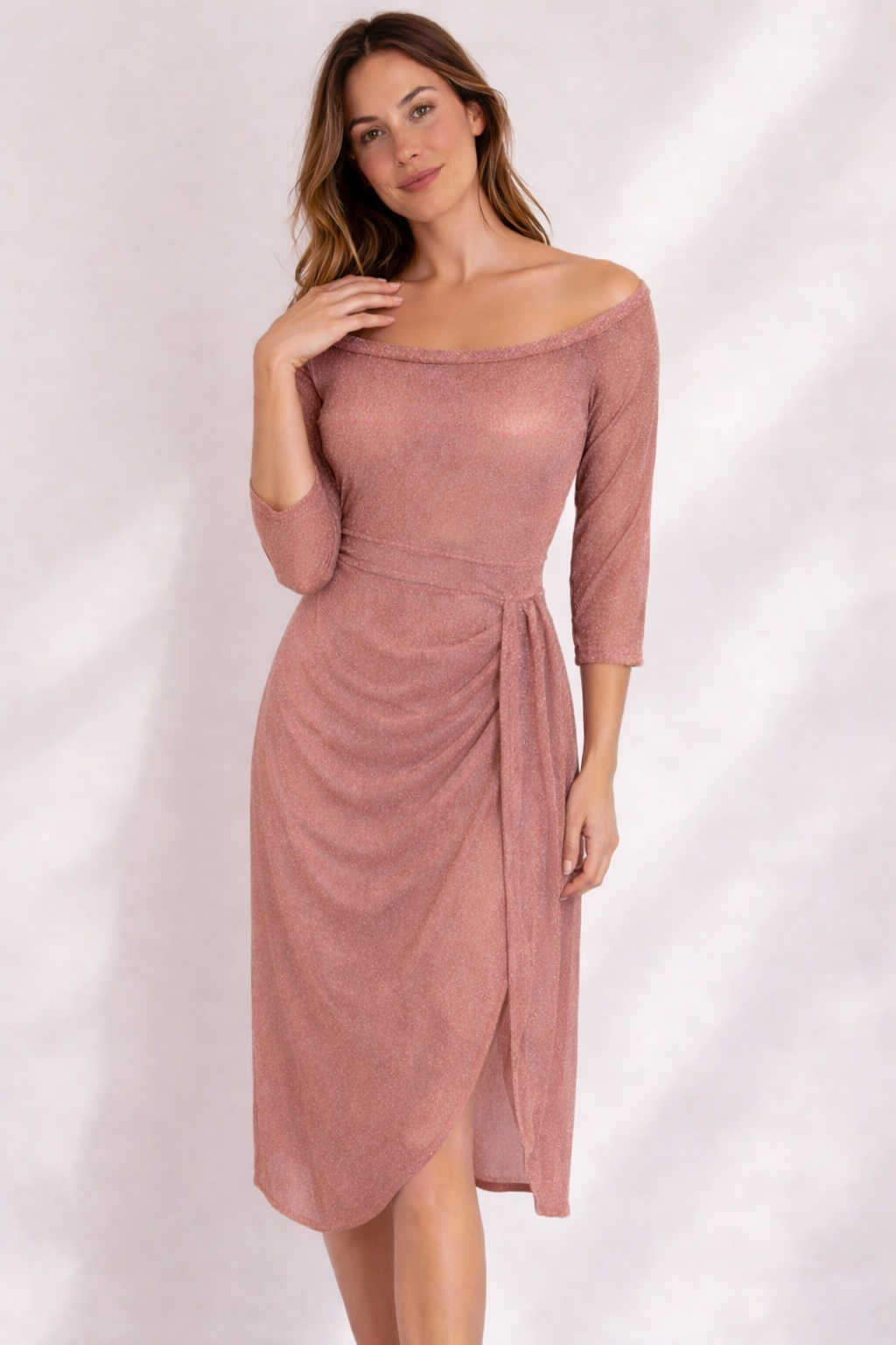 Womens Dress Off-Shoulder Asymmetrical Glitter 2