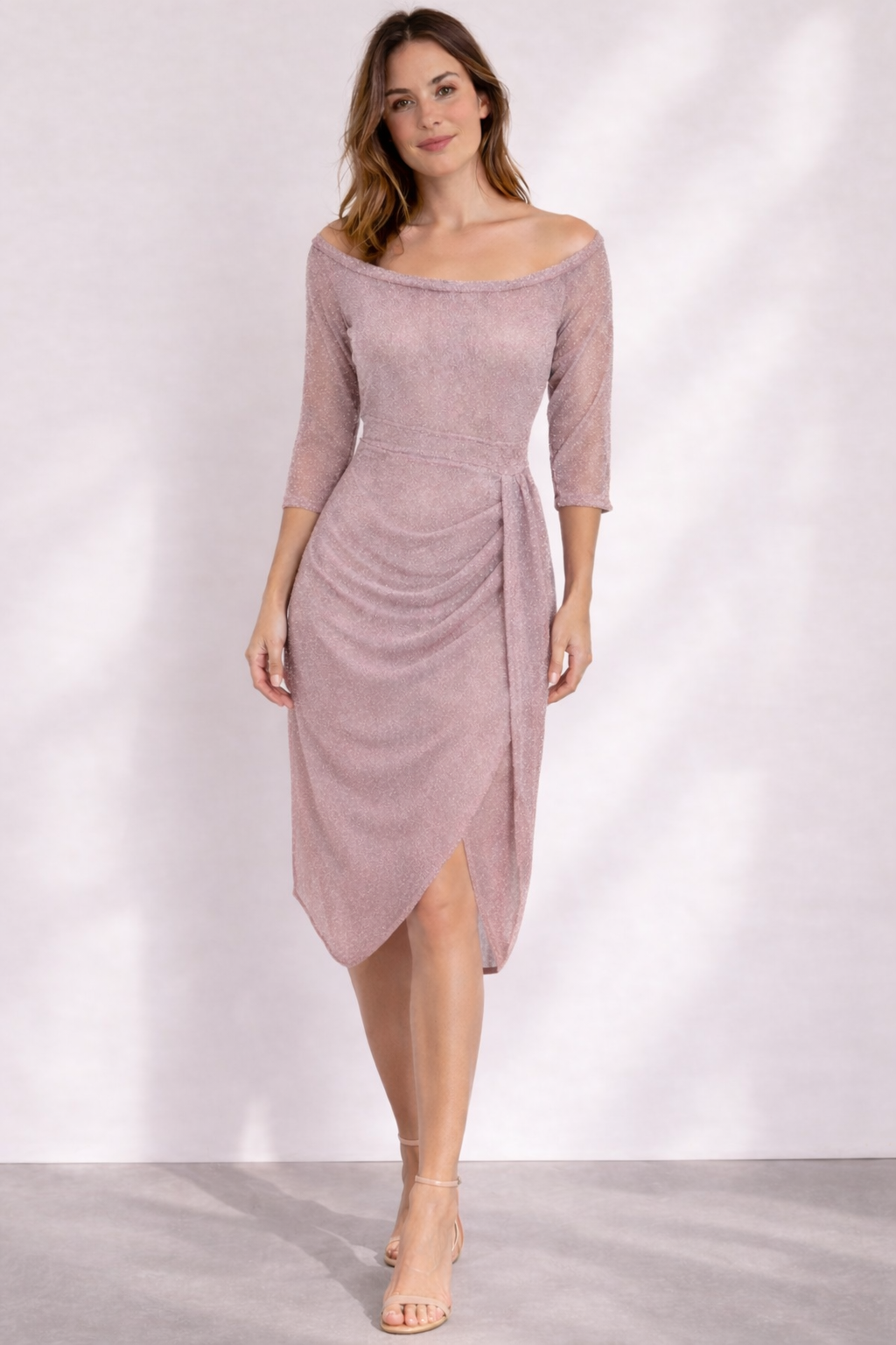 Womens Dress Off-Shoulder Asymmetrical Glitter 7
