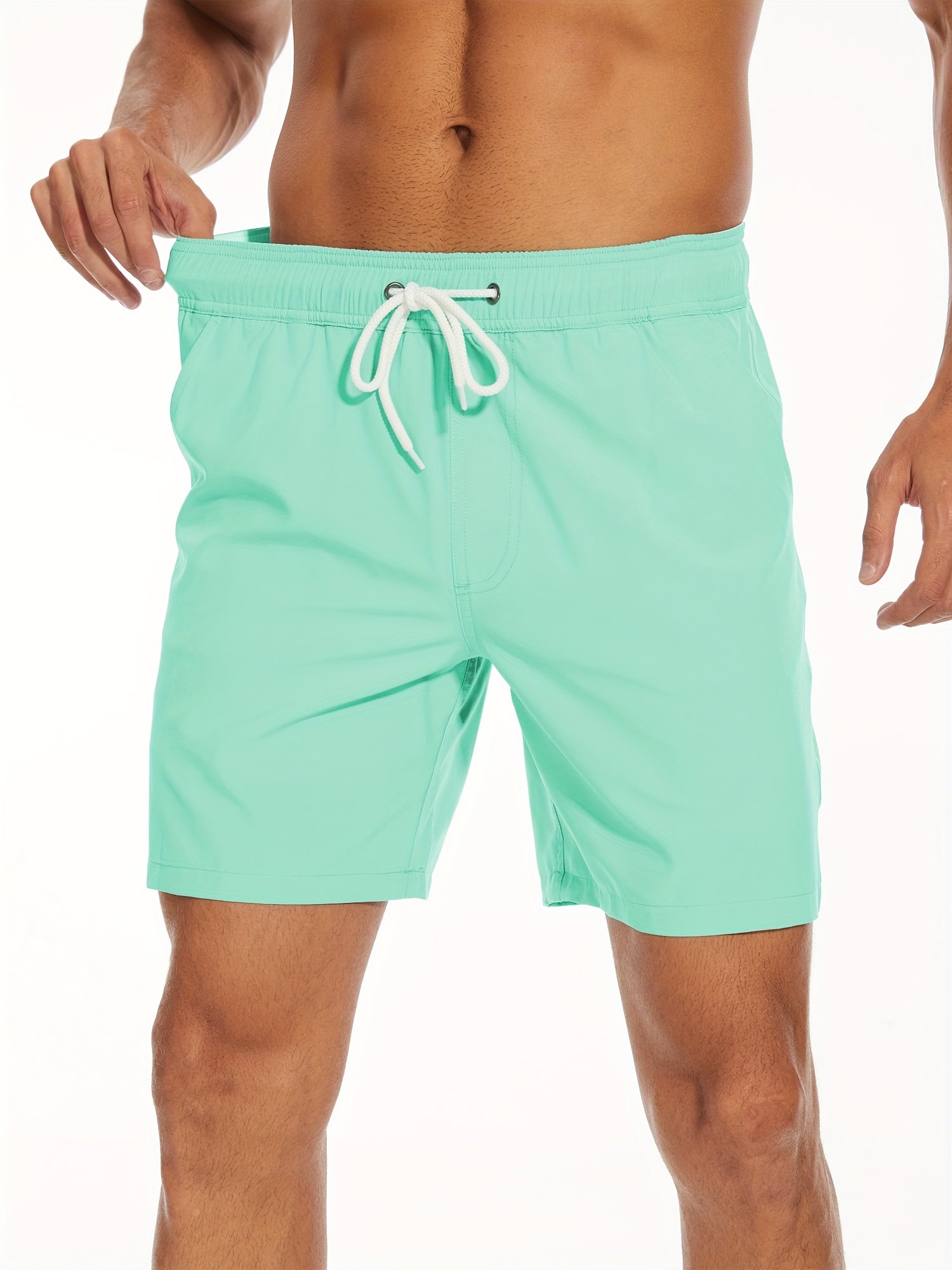 Men's burgundy 2-in-1 swim shorts with compression liner