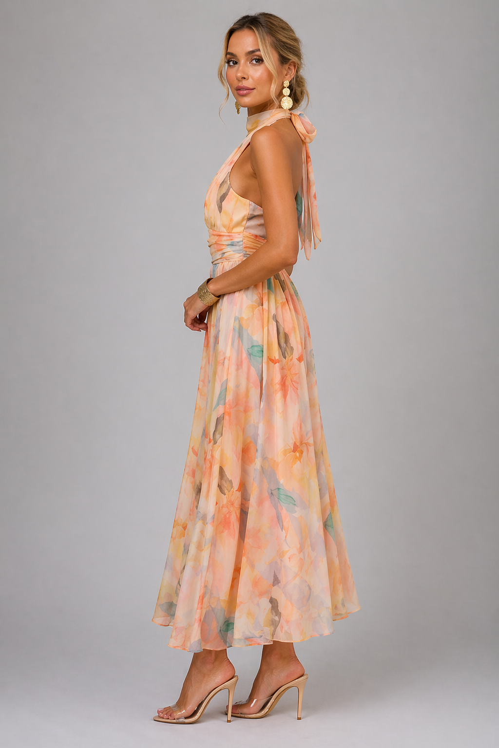 Elegant Summer Maxi Dress With Watercolour Print 4