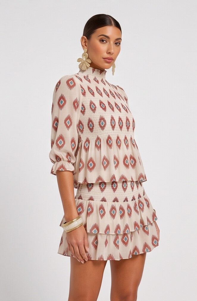 Wedding Guest Dress Vintage Floral Ruffle Midi