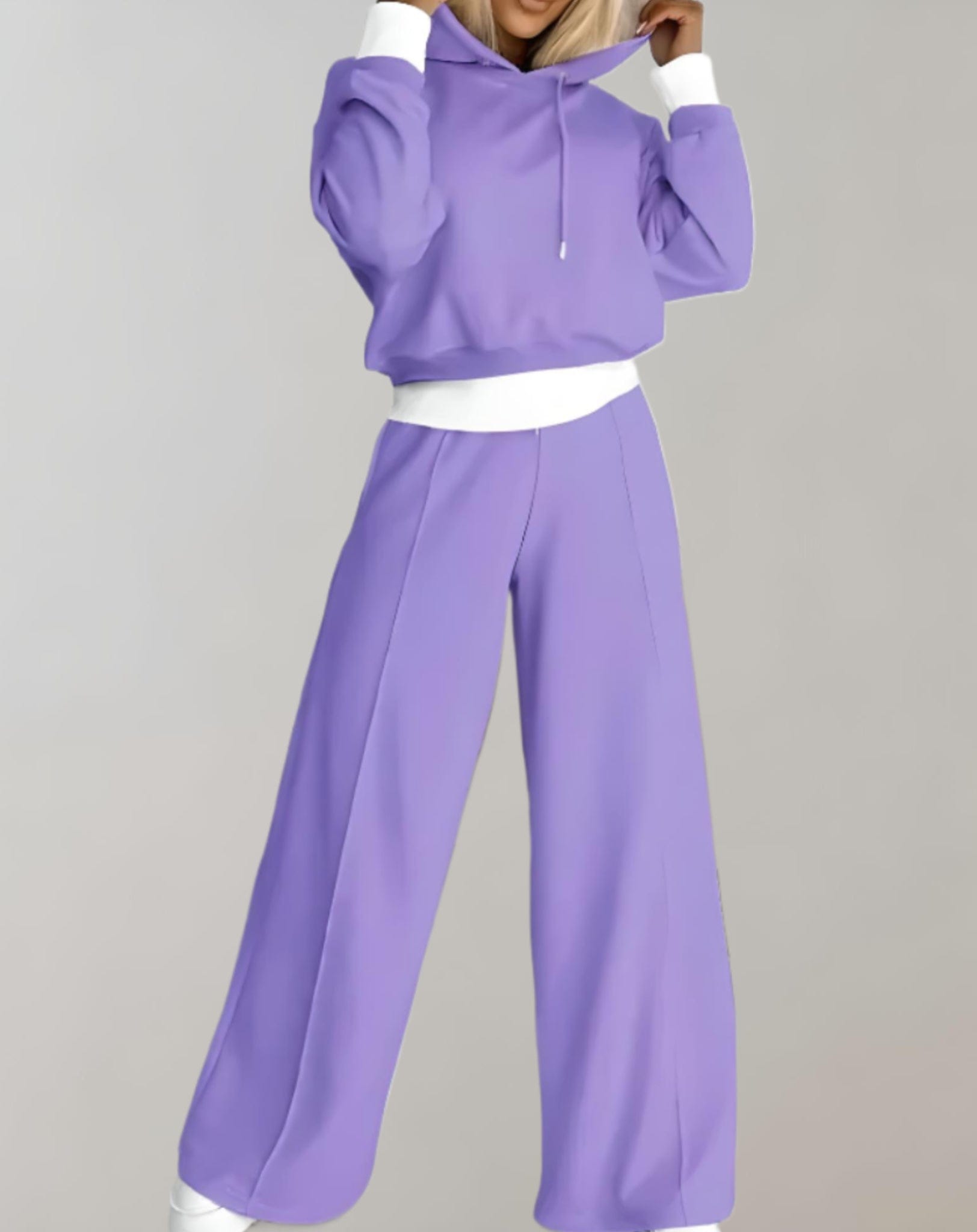 Vogain Active Sets Purple / S Women's Tracksuit Set Hoodie And Drawstring Pants Cotton Casual Fit