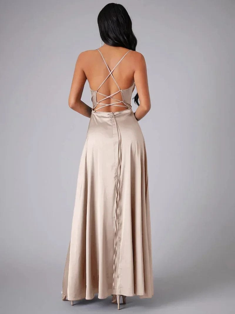Vogain Evening Dresses Women's Maxi Dress Cocktail Dress Spaghetti Straps High Slit Smooth Fabric