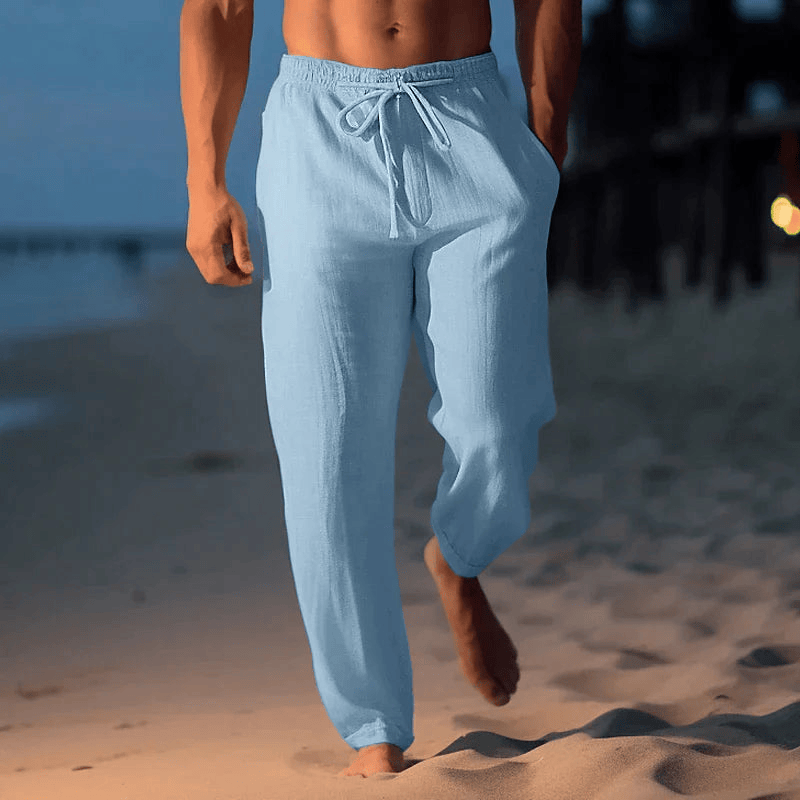 Vogain Men's Casual Pants Blue / S Men's Trousers Casual Pants Drawstring Lightweight Cotton Relaxed Fit