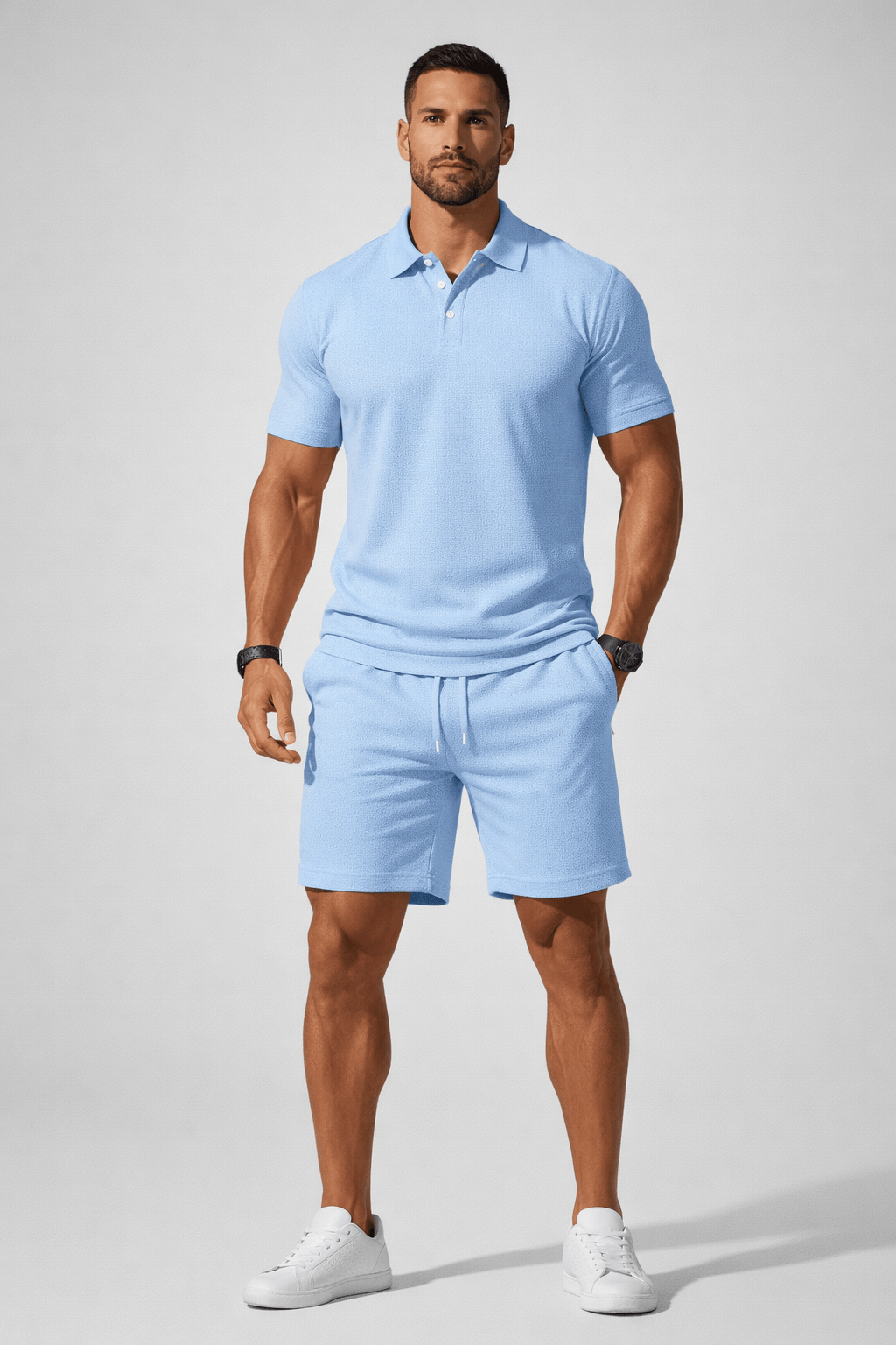 Vogain Men's Polo Shirts & Shorts Sets Men's Polo Shirts Casual Set Cotton Drawstring Waist Shorts Comfortable Fit