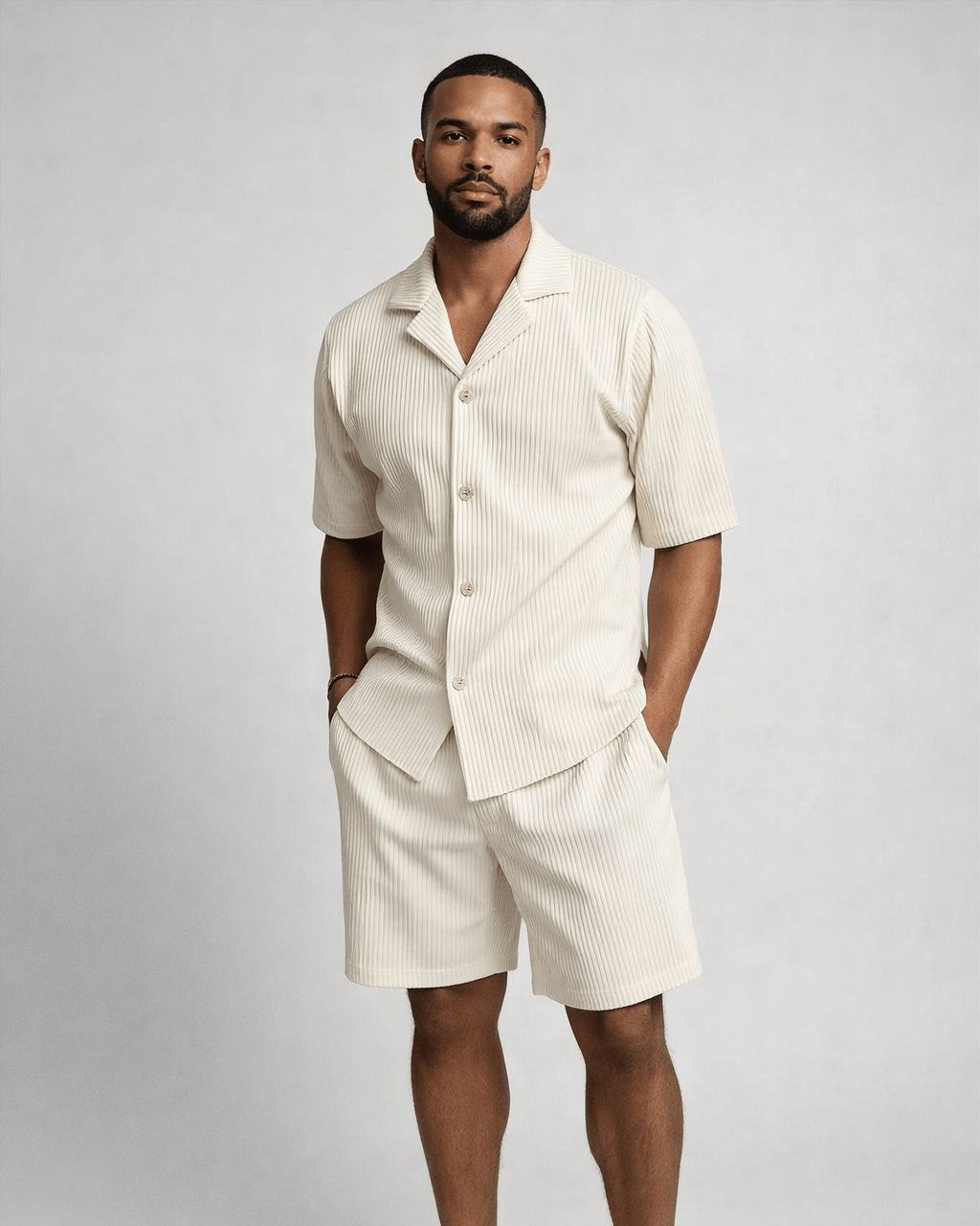 Vogain Men's Sets Men's Outfit Short Sleeve Shirt and Shorts Set Lightweight Fabric Relaxed Fit