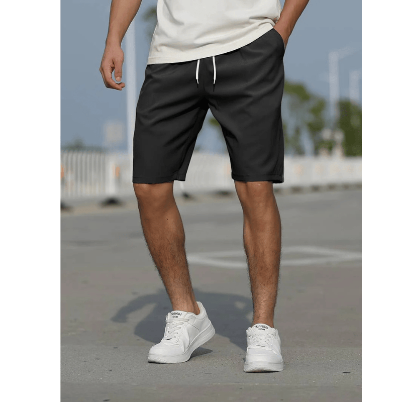 Vogain Men's Shorts Black / S Men's Casual Shorts with Drawstring Waistband Low-Rise Fit Cotton for Summer