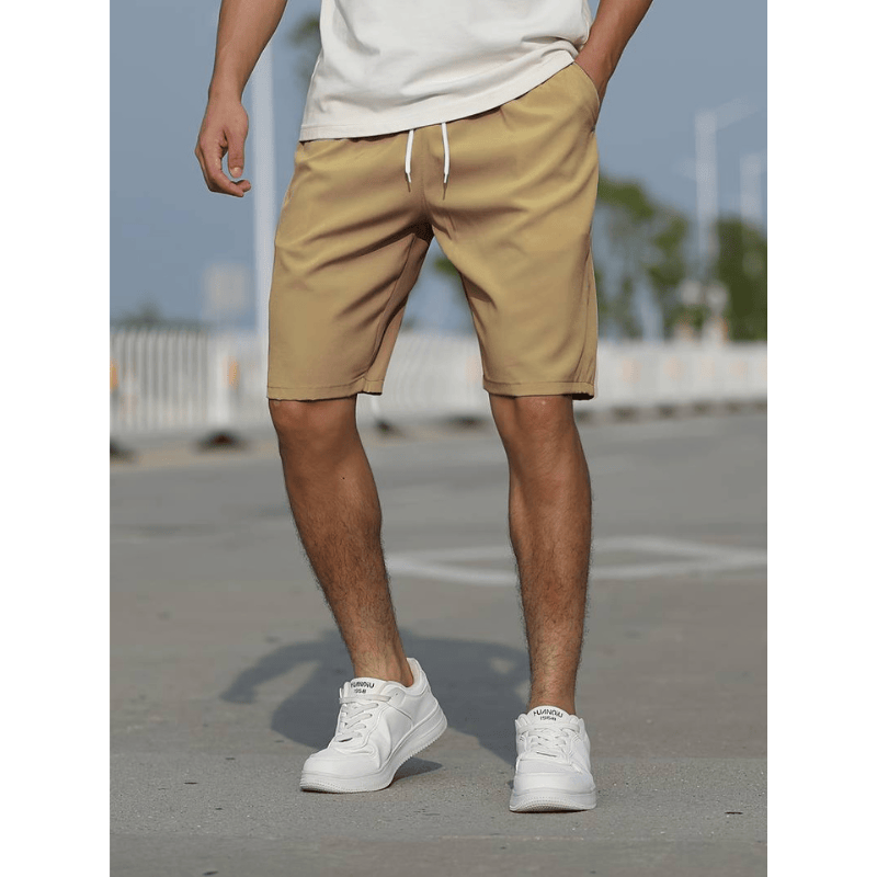 Vogain Men's Shorts Khaki / S Men's Casual Shorts with Drawstring Waistband Low-Rise Fit Cotton for Summer