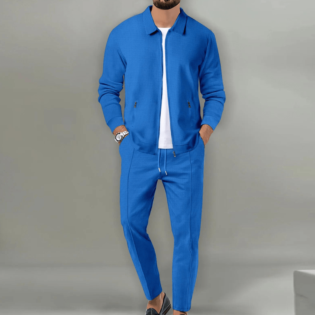 Vogain Tracksuits Blue / S Men's Tracksuit Set Zip Up Jacket Jogger Pants Lightweight Fabric Casual Fit