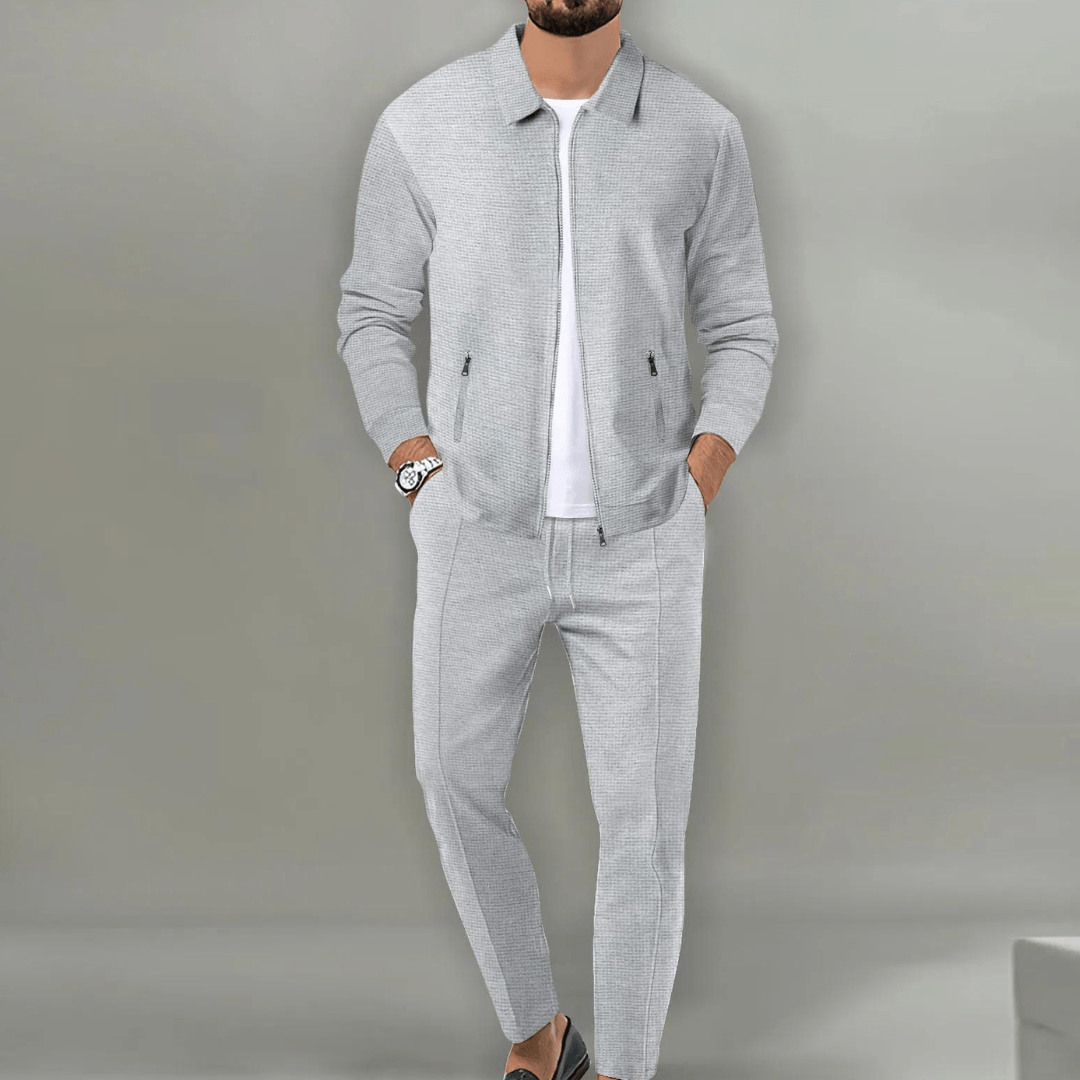 Vogain Tracksuits Grey / S Men's Tracksuit Set Zip Up Jacket Jogger Pants Lightweight Fabric Casual Fit