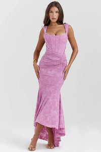 Women's Corset Gown Square Neck High-Low Hem