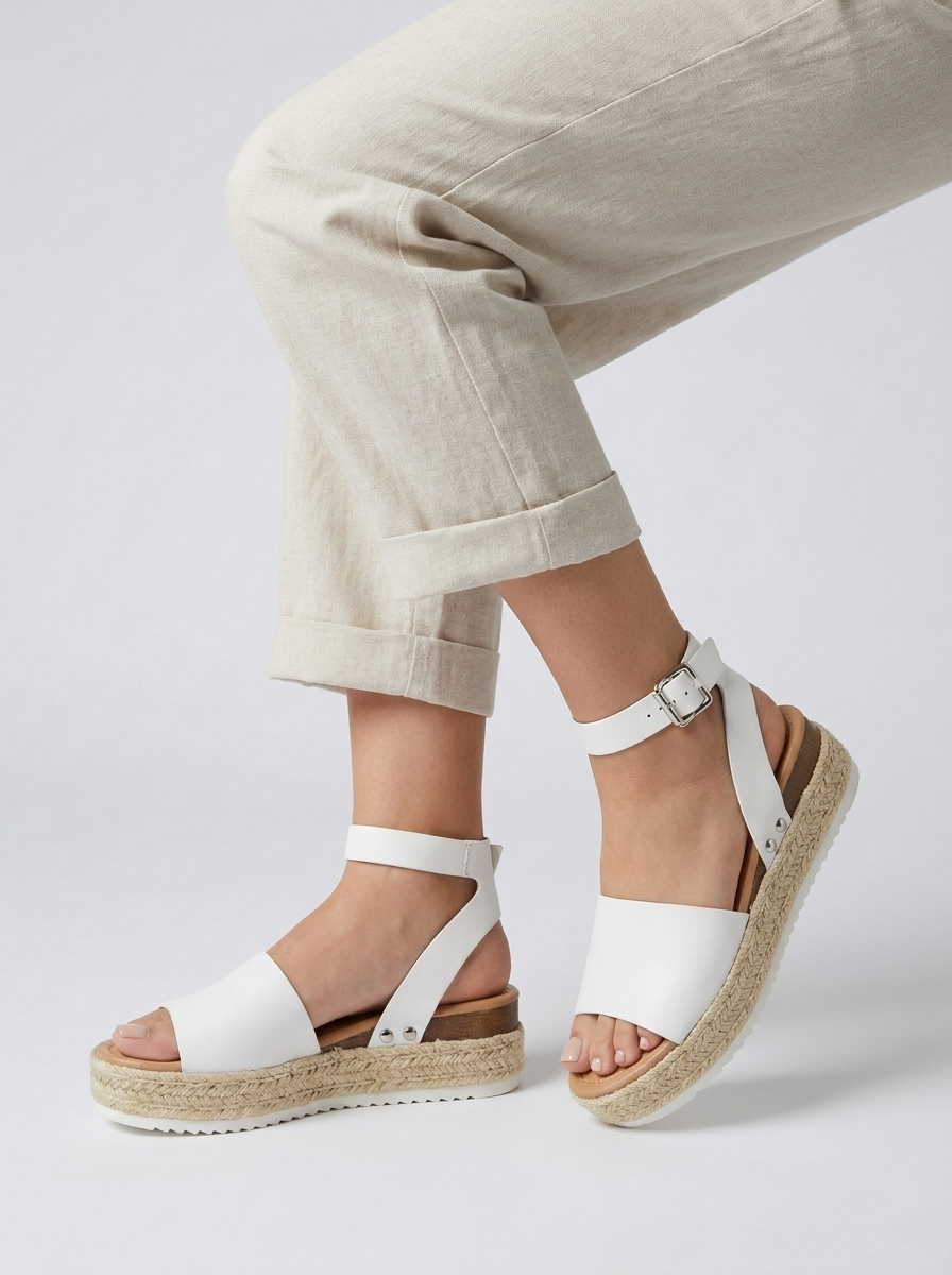 Platform Espadrille Sandals with Ankle Strap