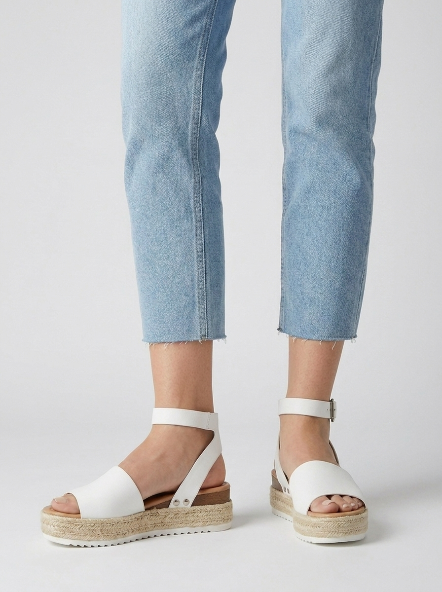 Platform Espadrille Sandals with Ankle Strap