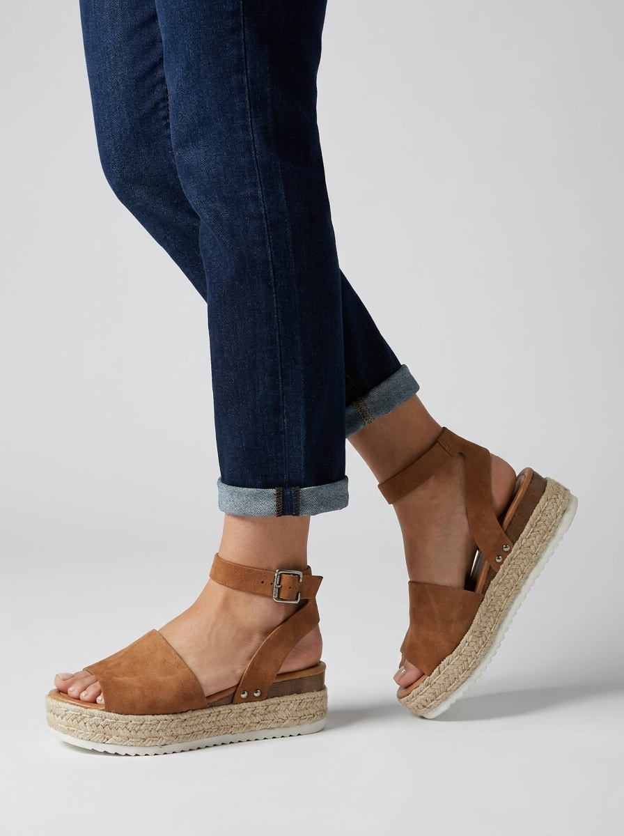 Platform Espadrille Sandals with Ankle Strap