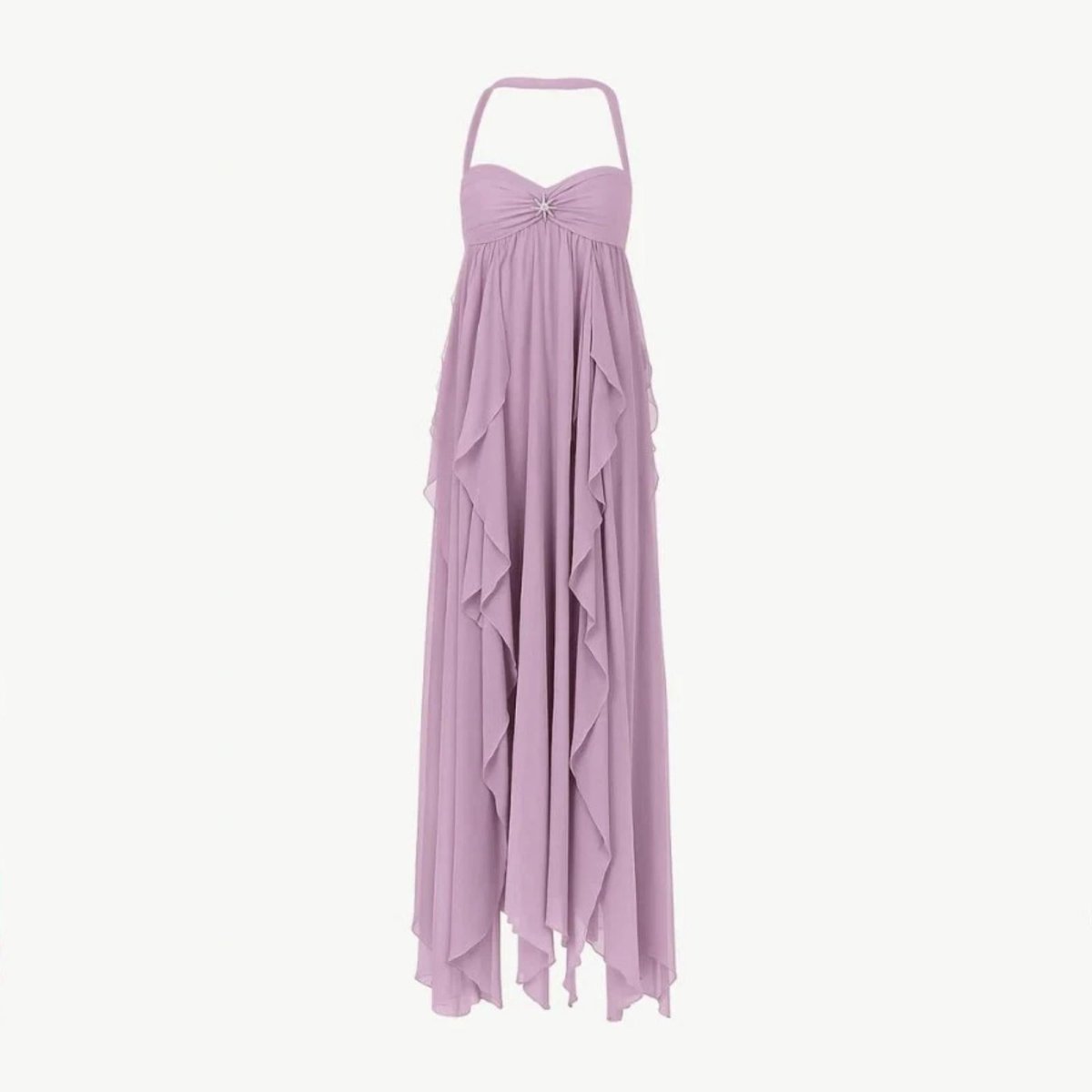 Women's purple embellished maxi dress with an open back and long sleeves