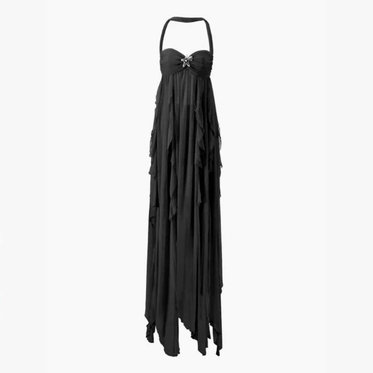 Women's purple embellished maxi dress with an open back and long sleeves