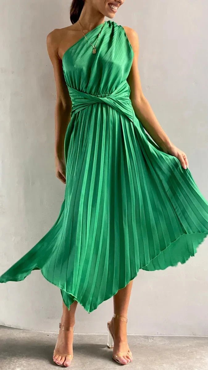 Women's black one shoulder bodycon midi dress