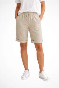 Women's Relaxed Linen Capri Trousers - Drawstring