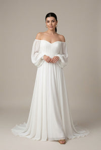 Bridal Maxi Dress Off Shoulder A-Line Style
