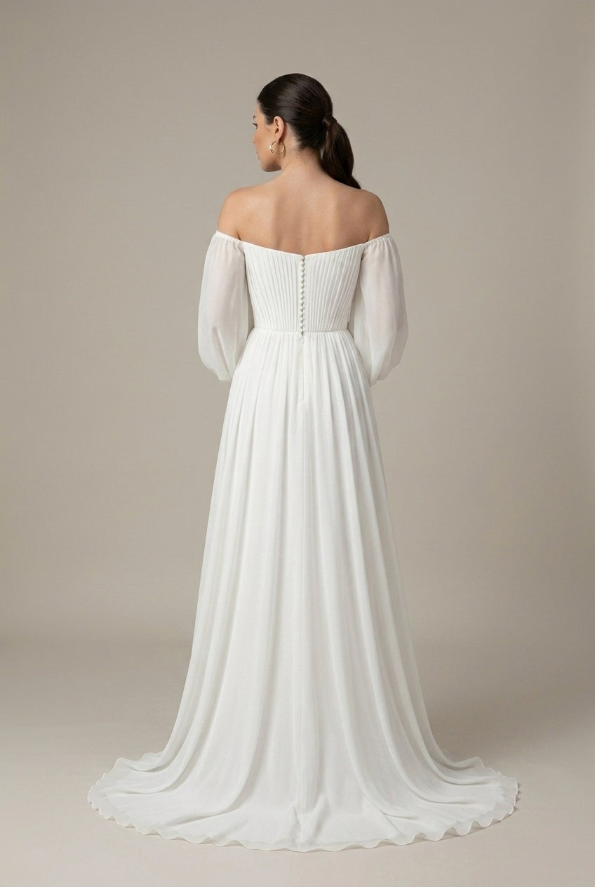 Bridal Maxi Dress Off Shoulder A-Line Style 2