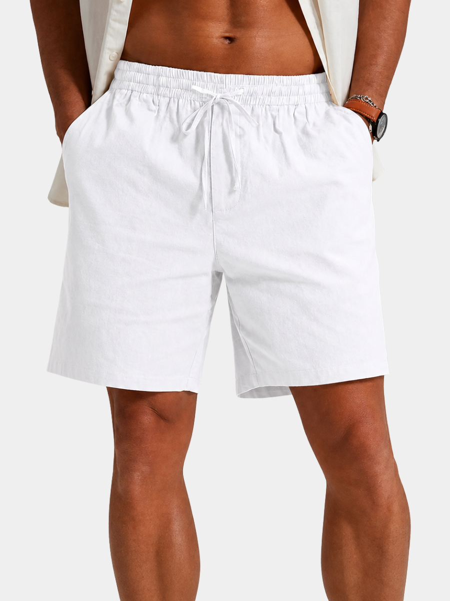 Men's white classic fit drawstring shorts