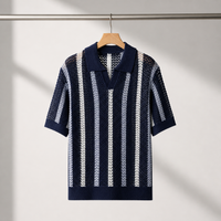 Men's Open Knit Collared Polo Shirt